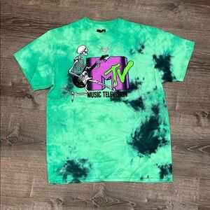 MTV Green Tie-Dye Short Sleeve Tee